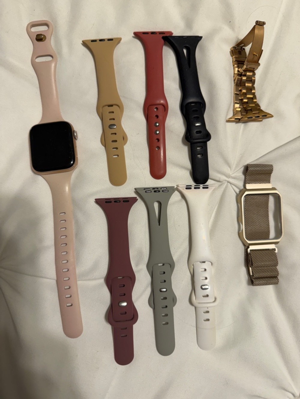 Apple Watch & Interchangeable Silicone Apple Watch Bands + Rose Gold Watch Case